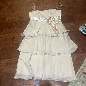 Liz Claiborne Size 10 Champagne Spaghetti Strap layered Dress Formal lot5692